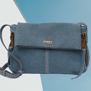 Aimee Katzenberg Denim Bali Crossbody Bag.